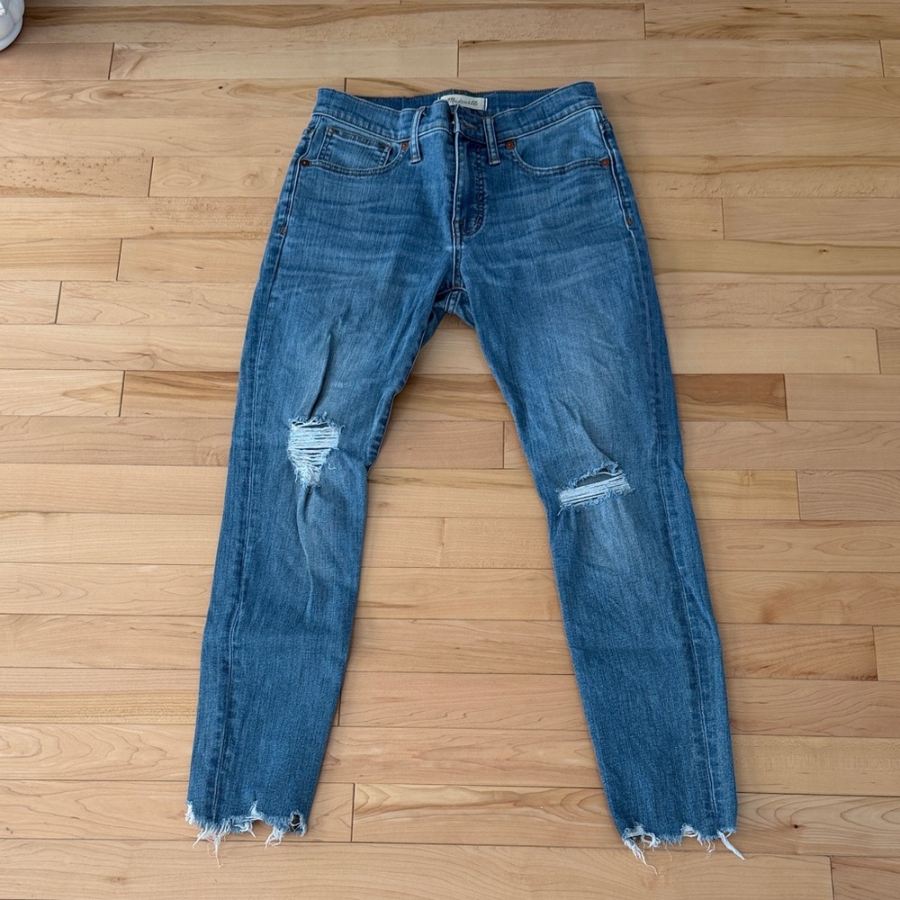 Madewell Blue Distressed 9” High Rise Skinny Jeans | Size 27P